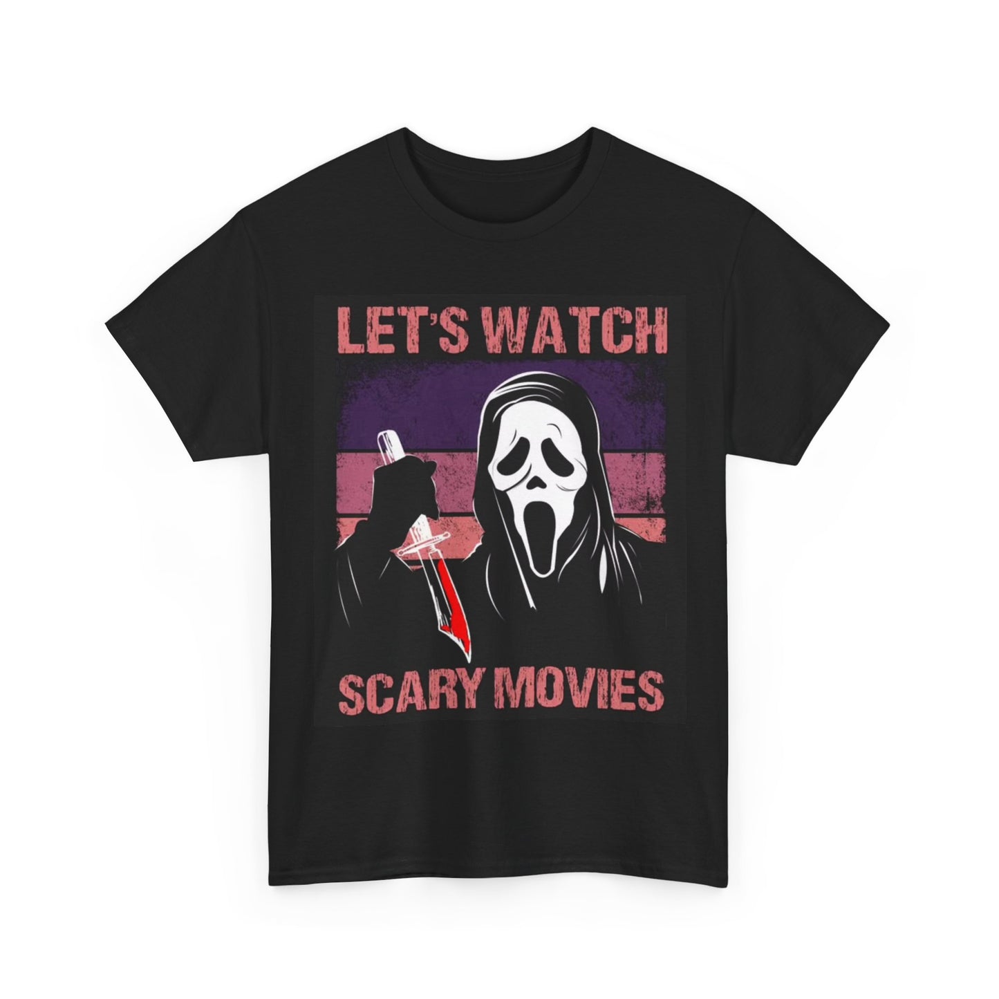 Lets Watch Scary movies Tshirt Halloween Scream Unisex Heavy Cotton Tee Funny