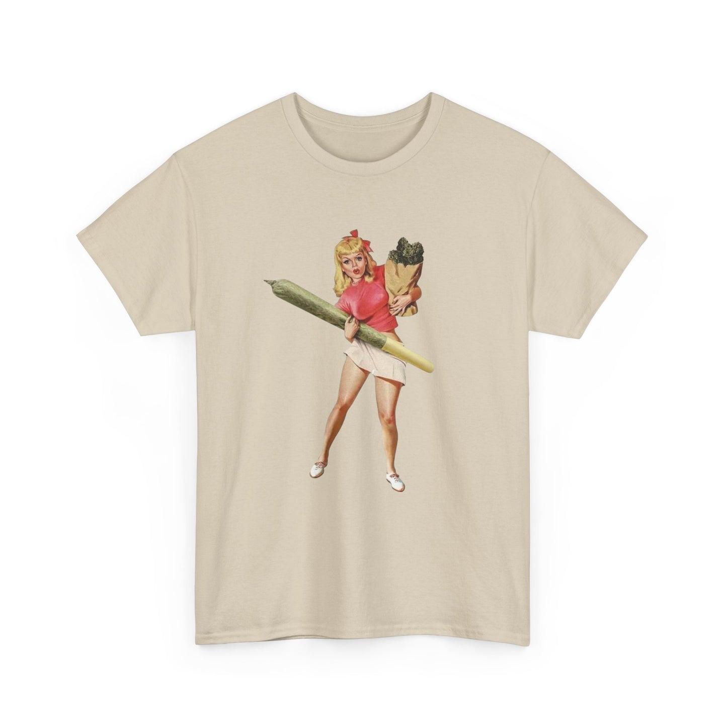 Weed And Groceries Model Pinup Graphic T-Shirt Womens Comfy Cotton Tee NEW