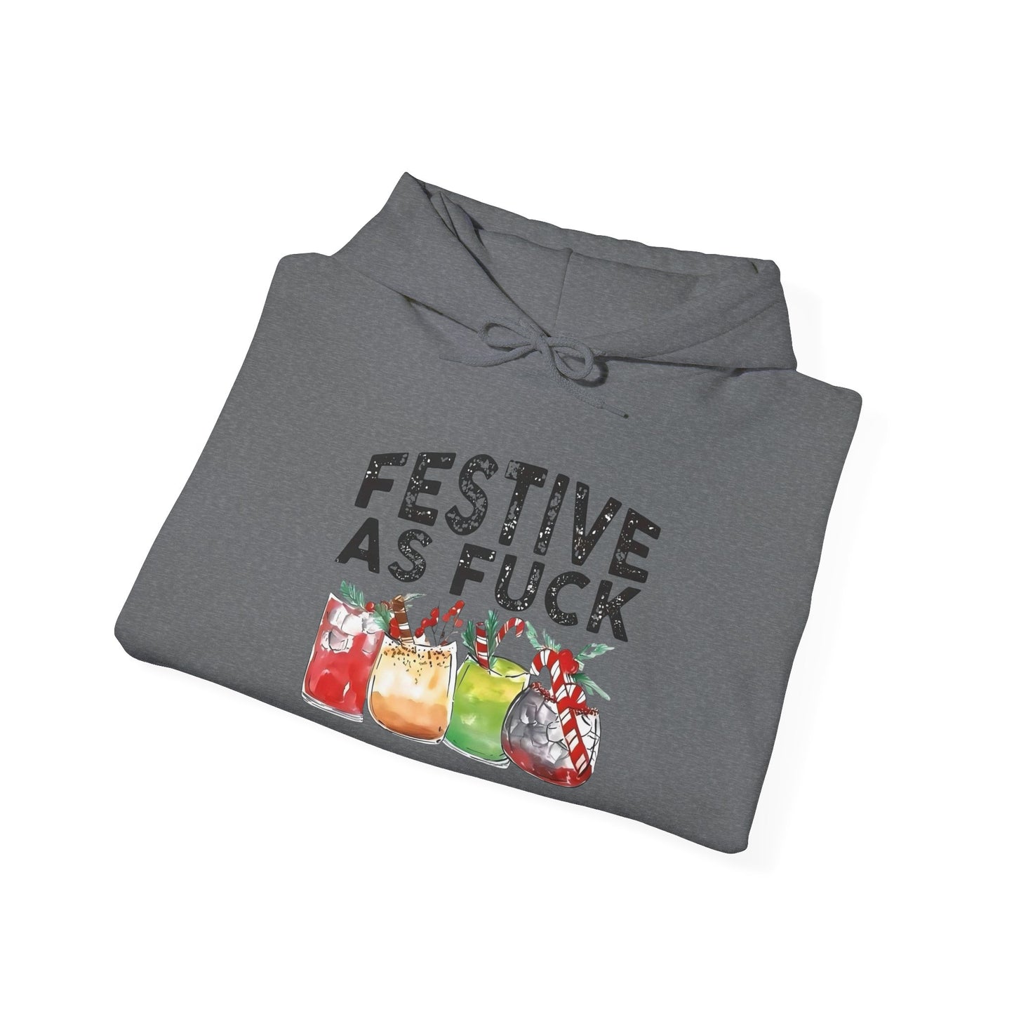 Festive AF Funny Holidays Graphic Hoodie Unisex Heavy Blend™ Hooded Sweatshirt