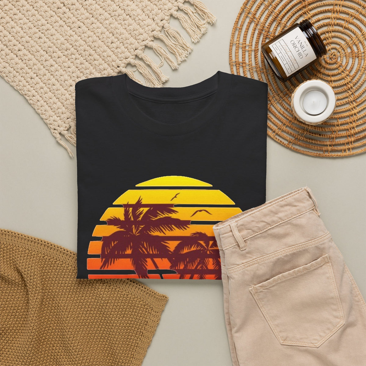 Bermuda Sunset Palm Tree T-Shirt | Tropical Island Graphic Men's Graphic Tee
