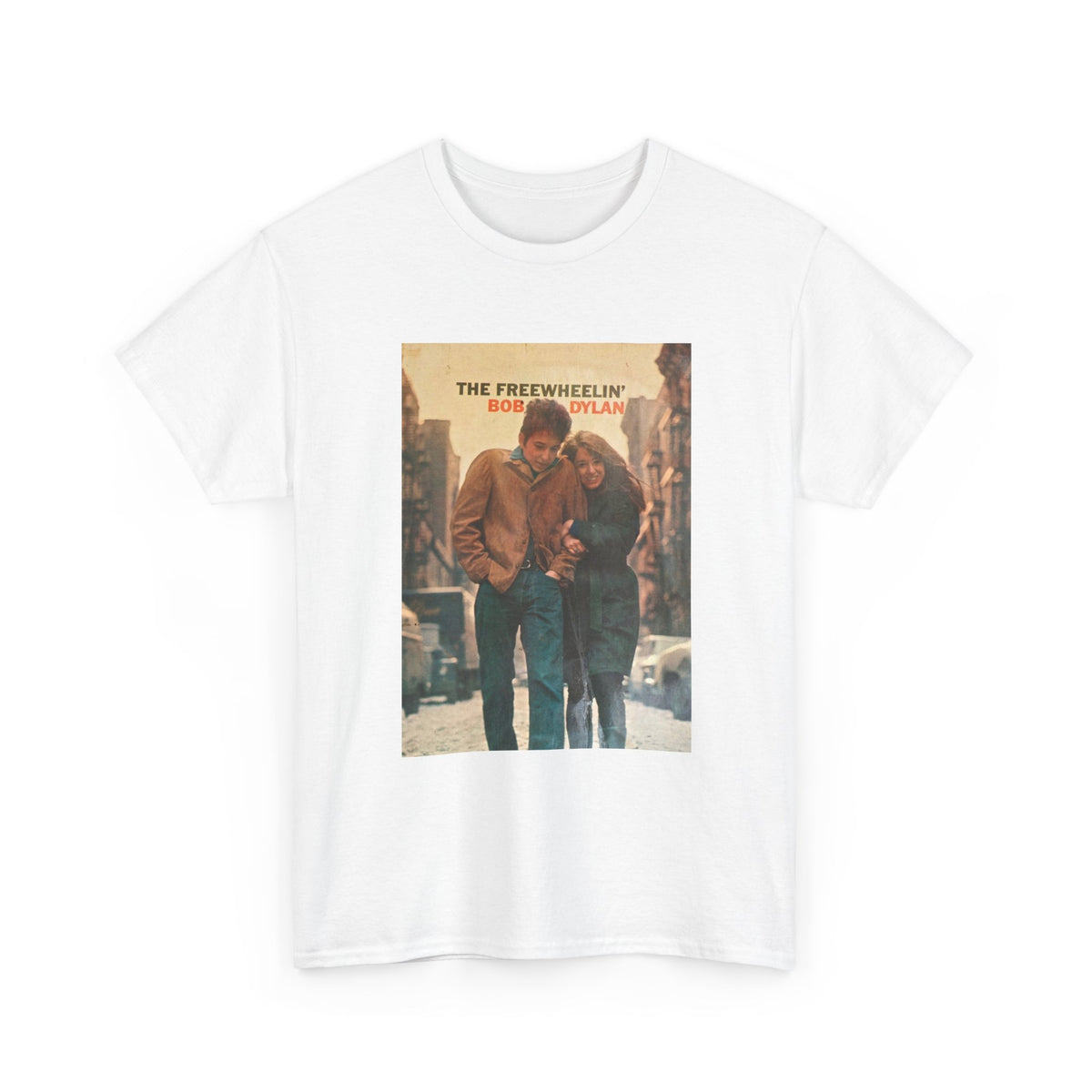Bob Dylan Tshirt Vintage Freewheelin Album Cover Art Retro Unisex Heavy Cotton