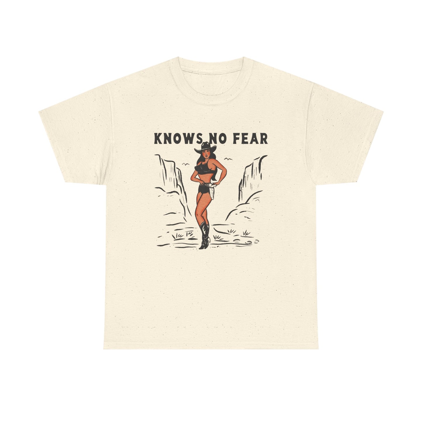 Cowgirl Knows No Fear Graphic T-Shirt Cotton Tee New Gift Vintage