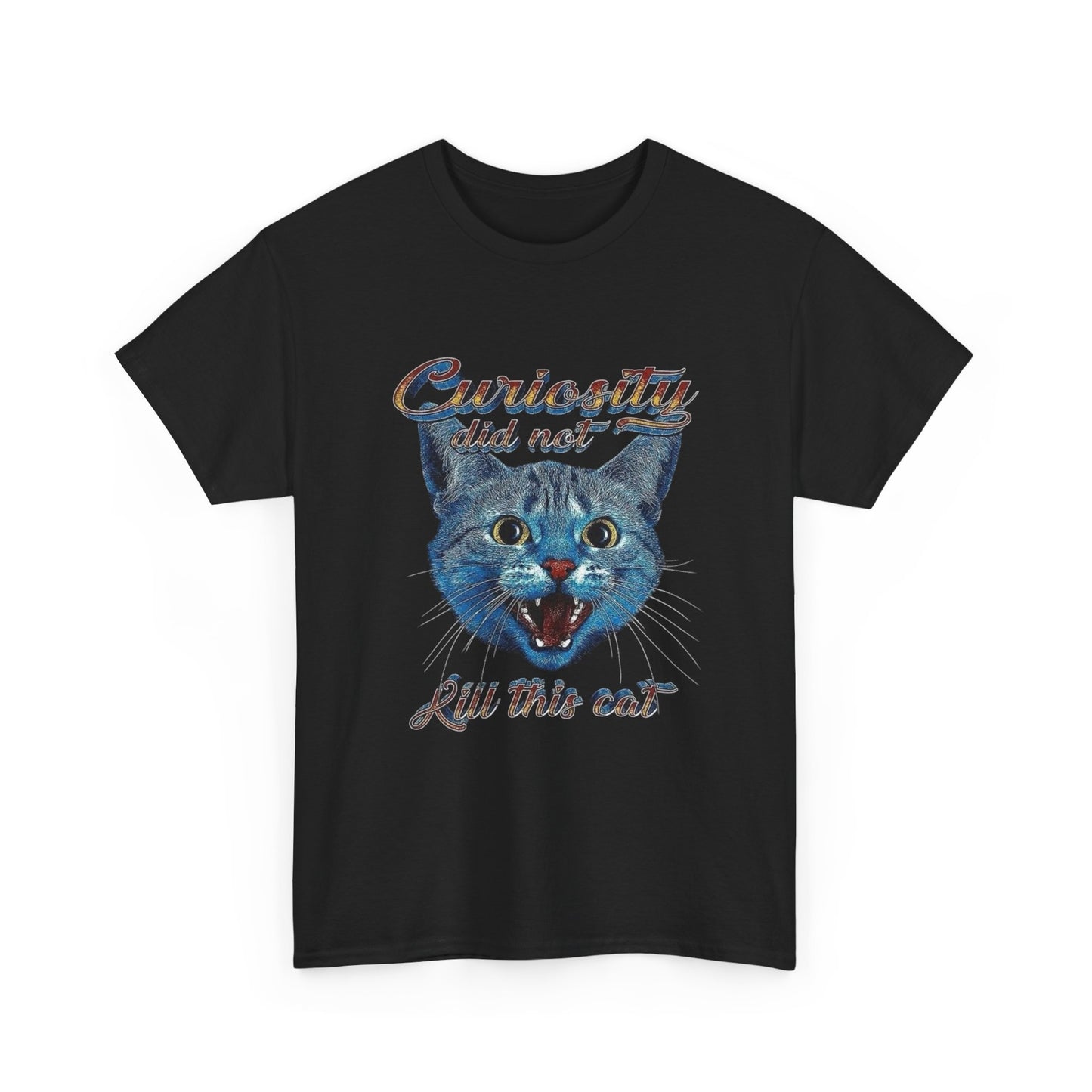 Curiosity Did Not Kill This Cat Funny Graphic T Shirt NEW Heavy Cotton Tee