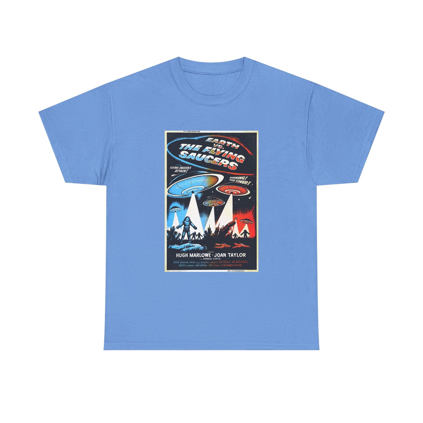 Earth vs Flying Saucers Tshirt Vintage Movie Poster Unisex Heavy Cotton Tee