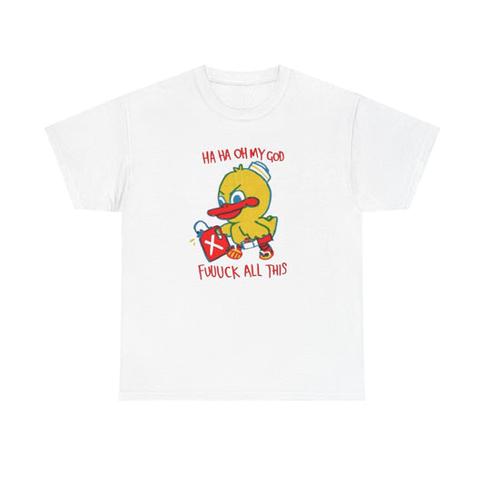 Ha Ha Funny Duck Graphic T-Shirt Unisex Heavy Cotton Tee Gift