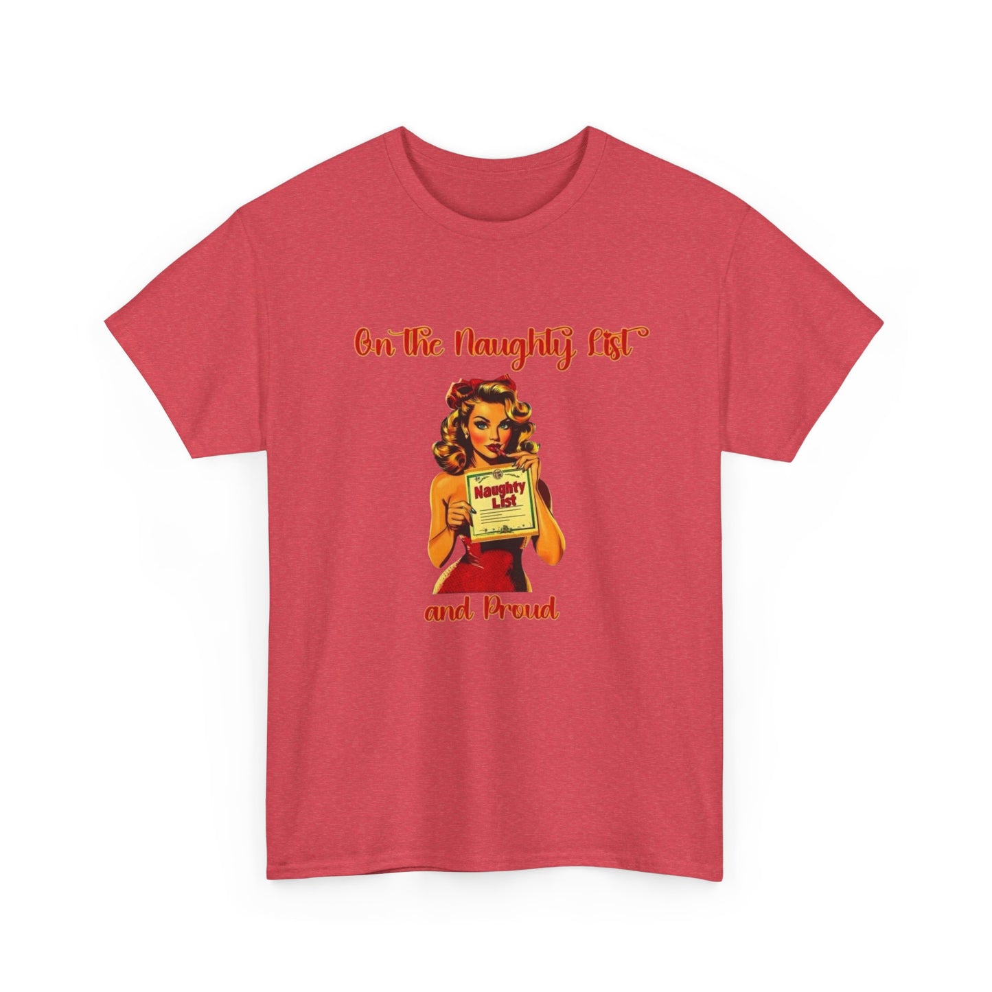 On The Naughty List And Proud Christmas Vintage Graphic T Shirt NEW Adult Tee