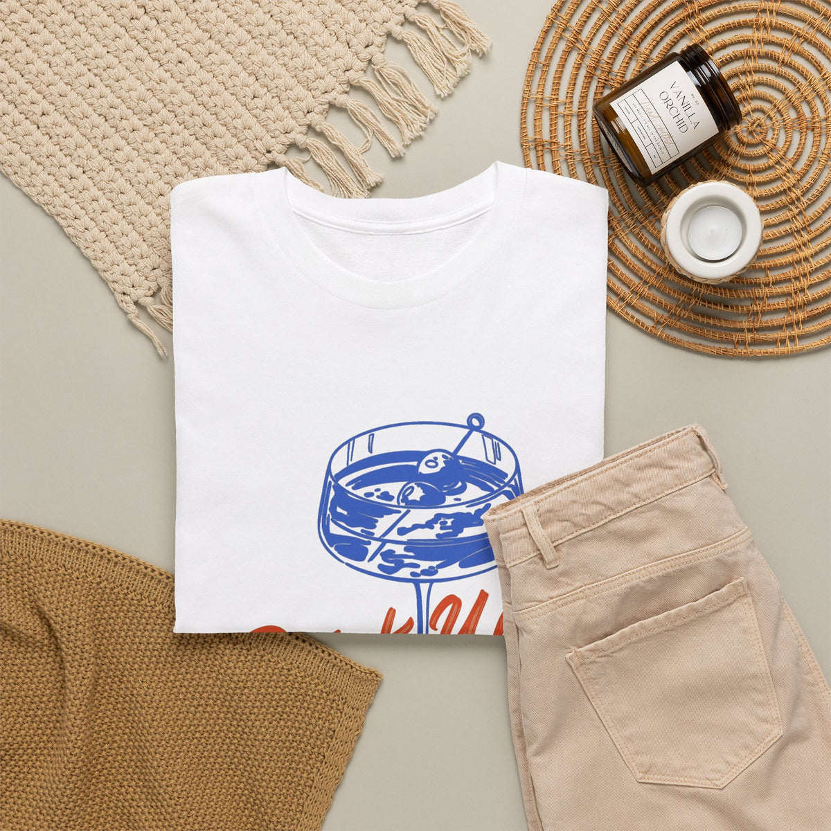 Drink Up Cocktail Glass Illustration T-Shirt Men's Graphic Tee