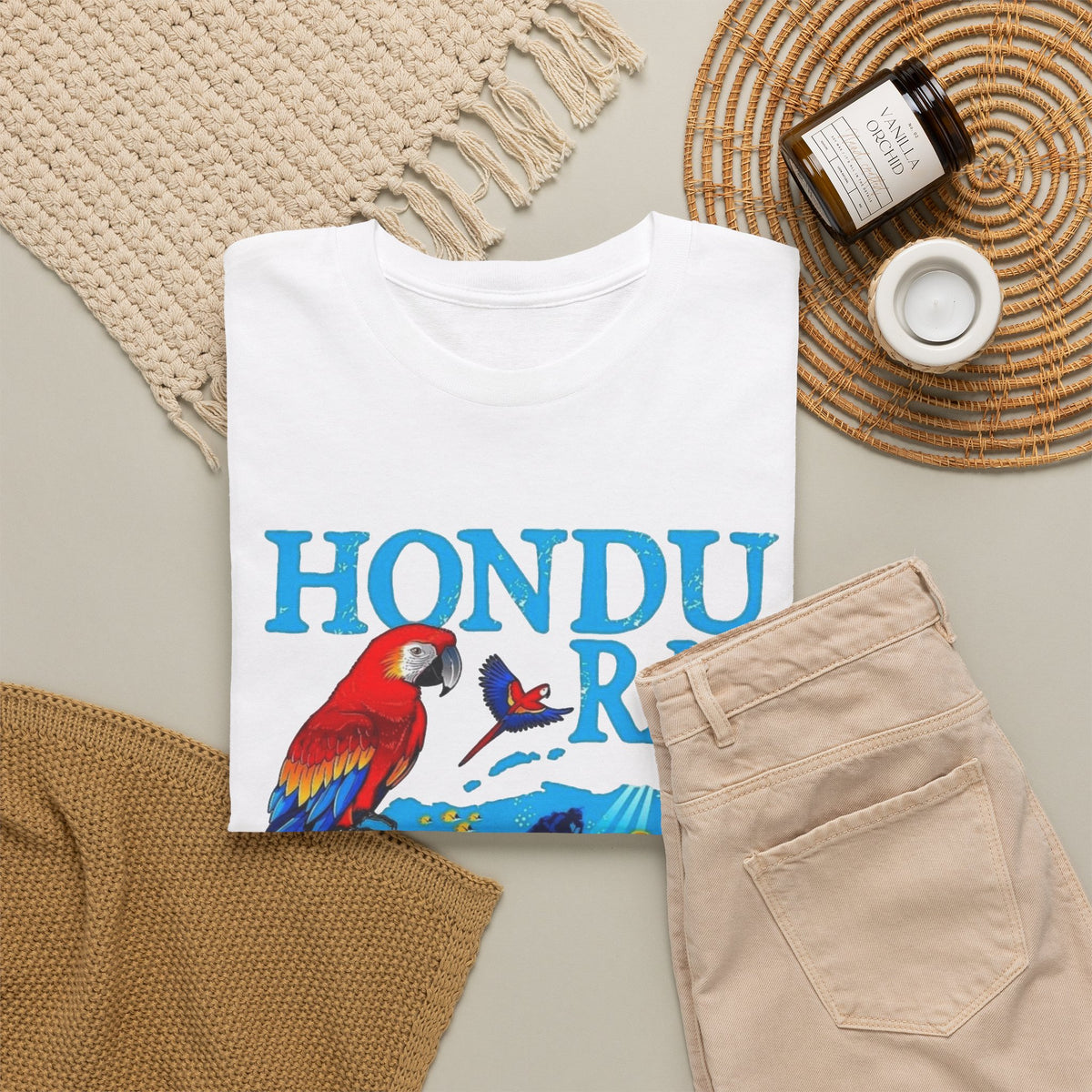 Honduras Graphic T Shirt Men's Retro Tropical Birds Heavy Cotton Tee