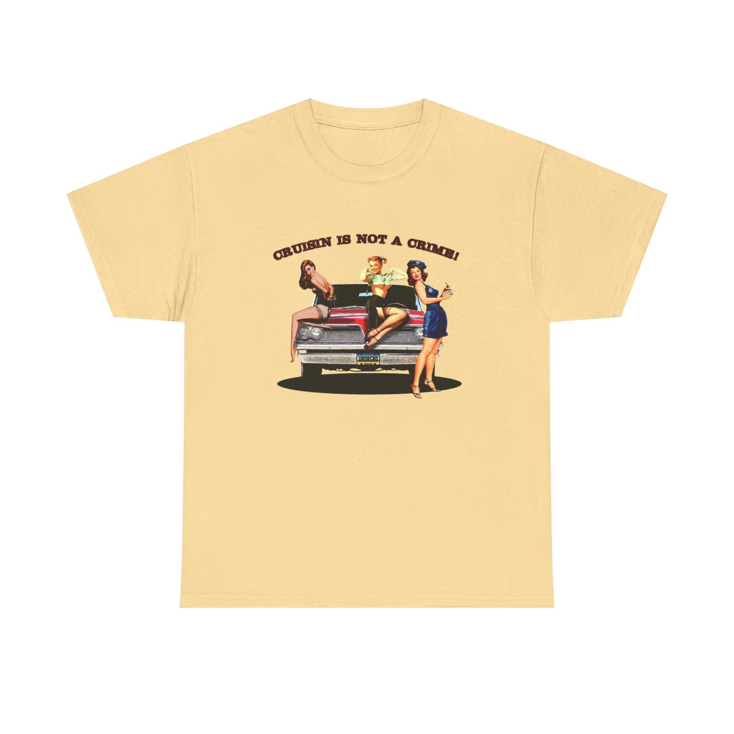 Vintage Car Models Crusin Graphic T-Shirt Unisex Heavy Cotton Tee Gift NEW
