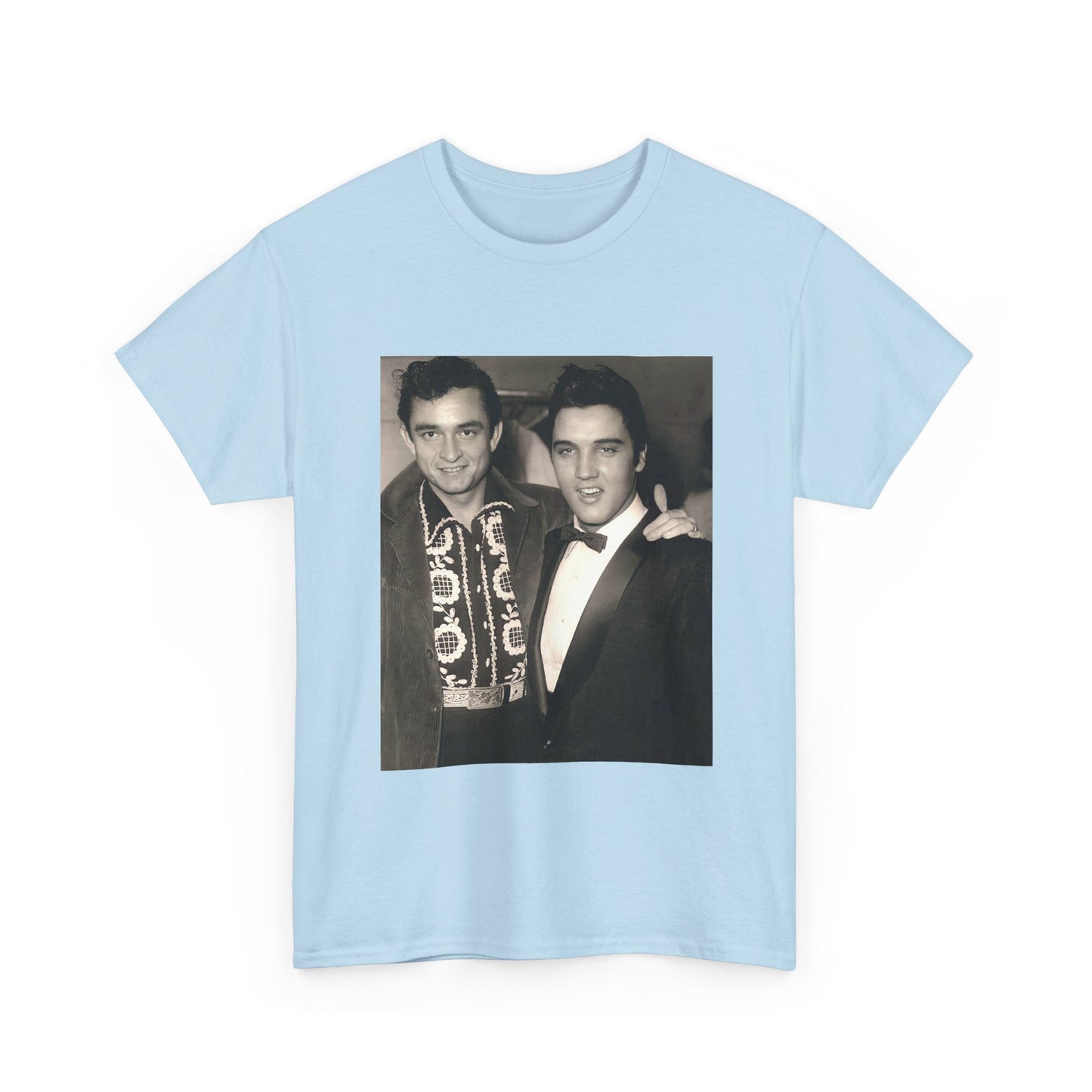 Elvis And Johnny cash shirt vintage graphic art black and white Heavy Cotton