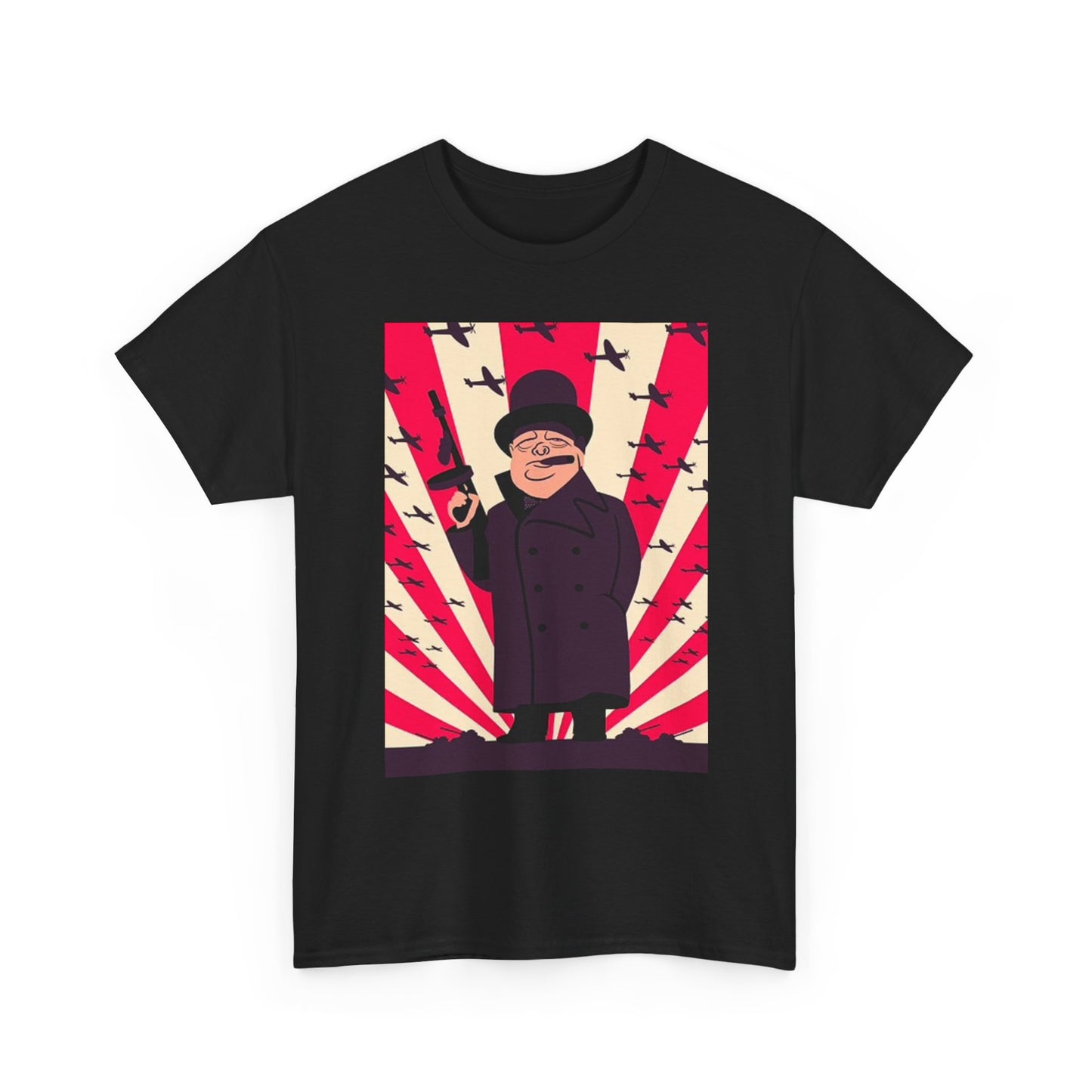 Winston Churchill T Shirt Retro Cartoon Graphic Character Unisex Heavy Cotton