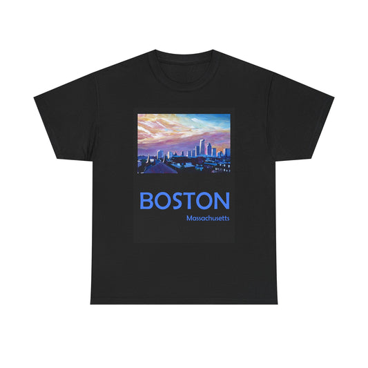 Boston Skyline Graphic T Shirt Cotton Tee Apparel New