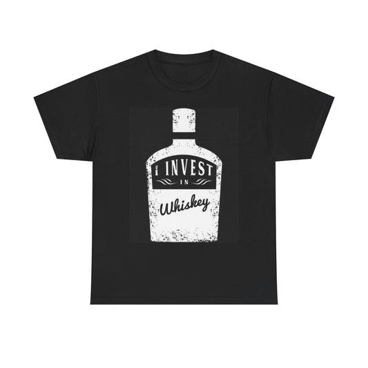 I Invest In Whiskey Graphic T Shirt Funny Gift Garage Beers Unisex Heavy Cotton