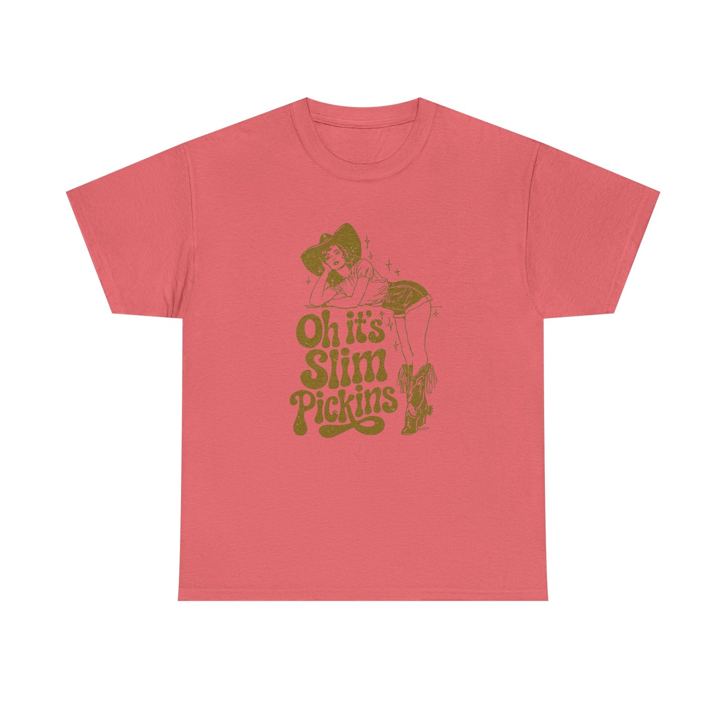 Slim Pickings Funny Cowgirl Western Graphic T Shirt Unisex Heavy Cotton Tee