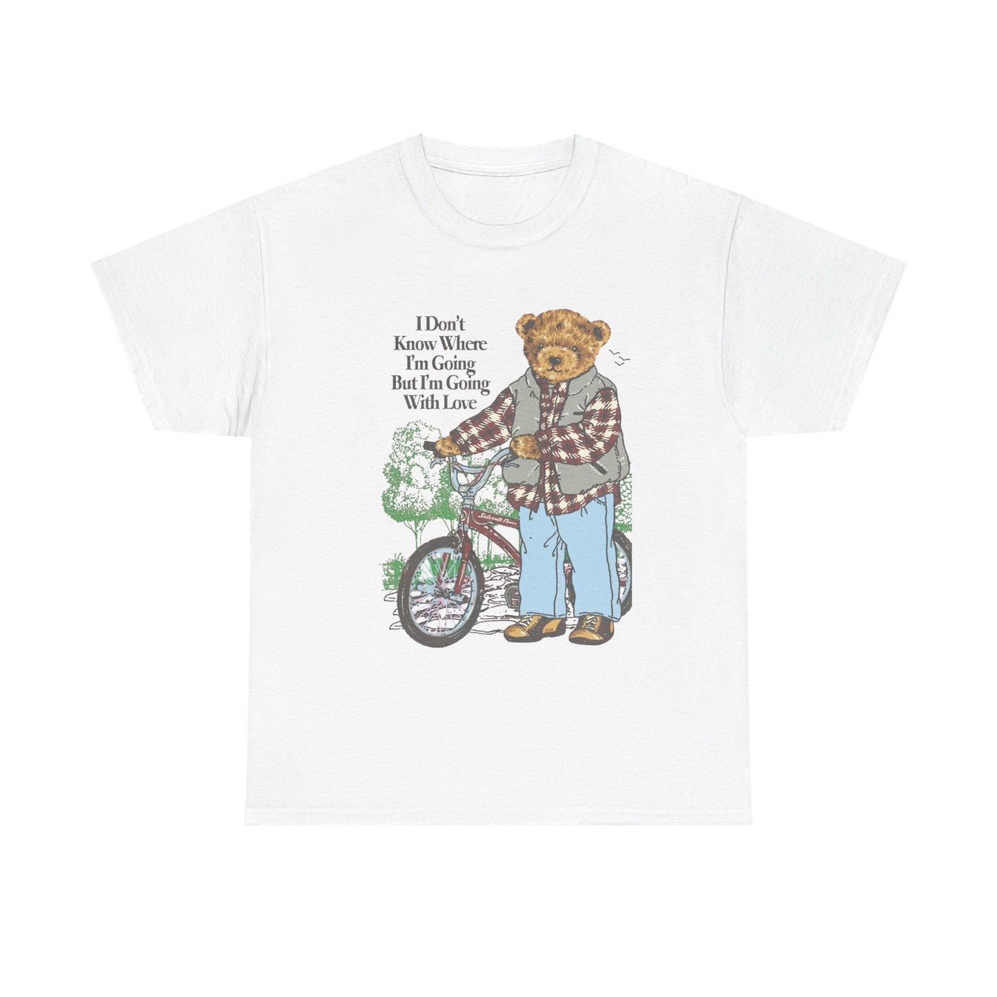 I'm Going With Love Vintage Teddy Bear Graphic T Shirt NEW ADULT Tee