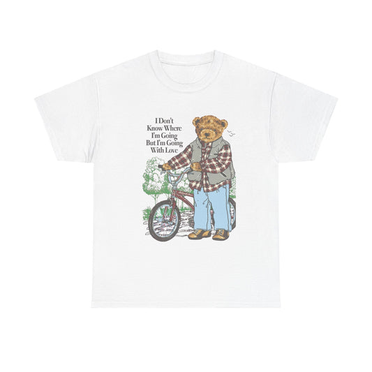 I'm Going With Love Vintage Teddy Bear Graphic T Shirt NEW ADULT Tee