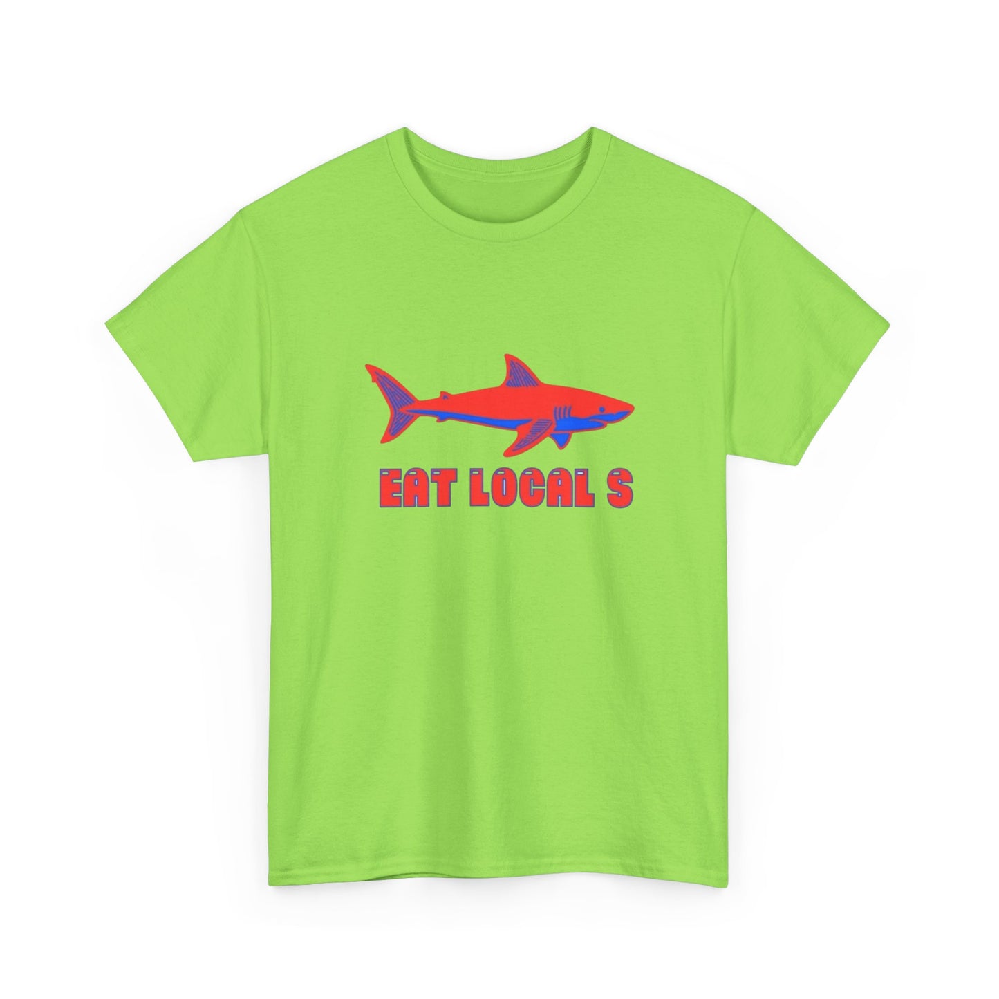 Eat Locals Funny Shark Graphic T Shirt Heavy Cotton Tee