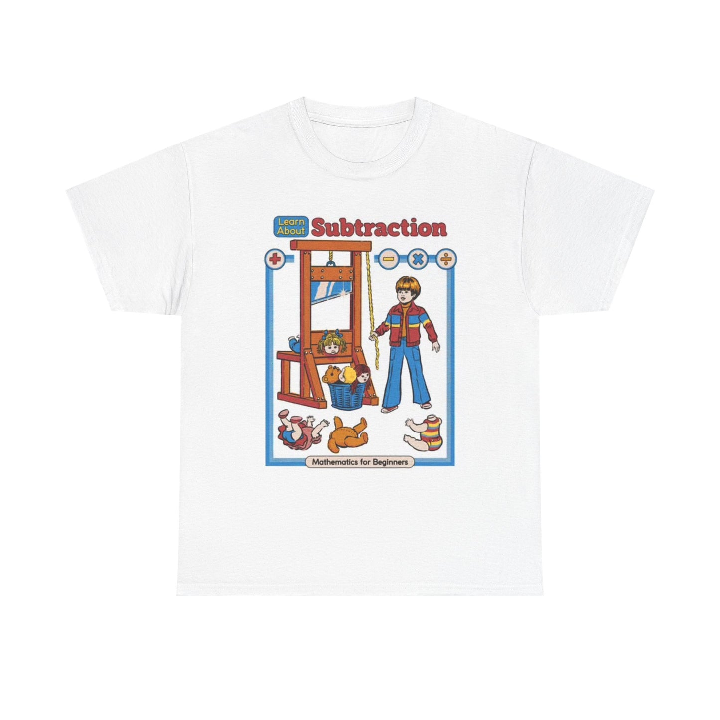Subtraction Mathematics Funny Poster T Shirt Retro 70s ART Unisex Heavy Cotton