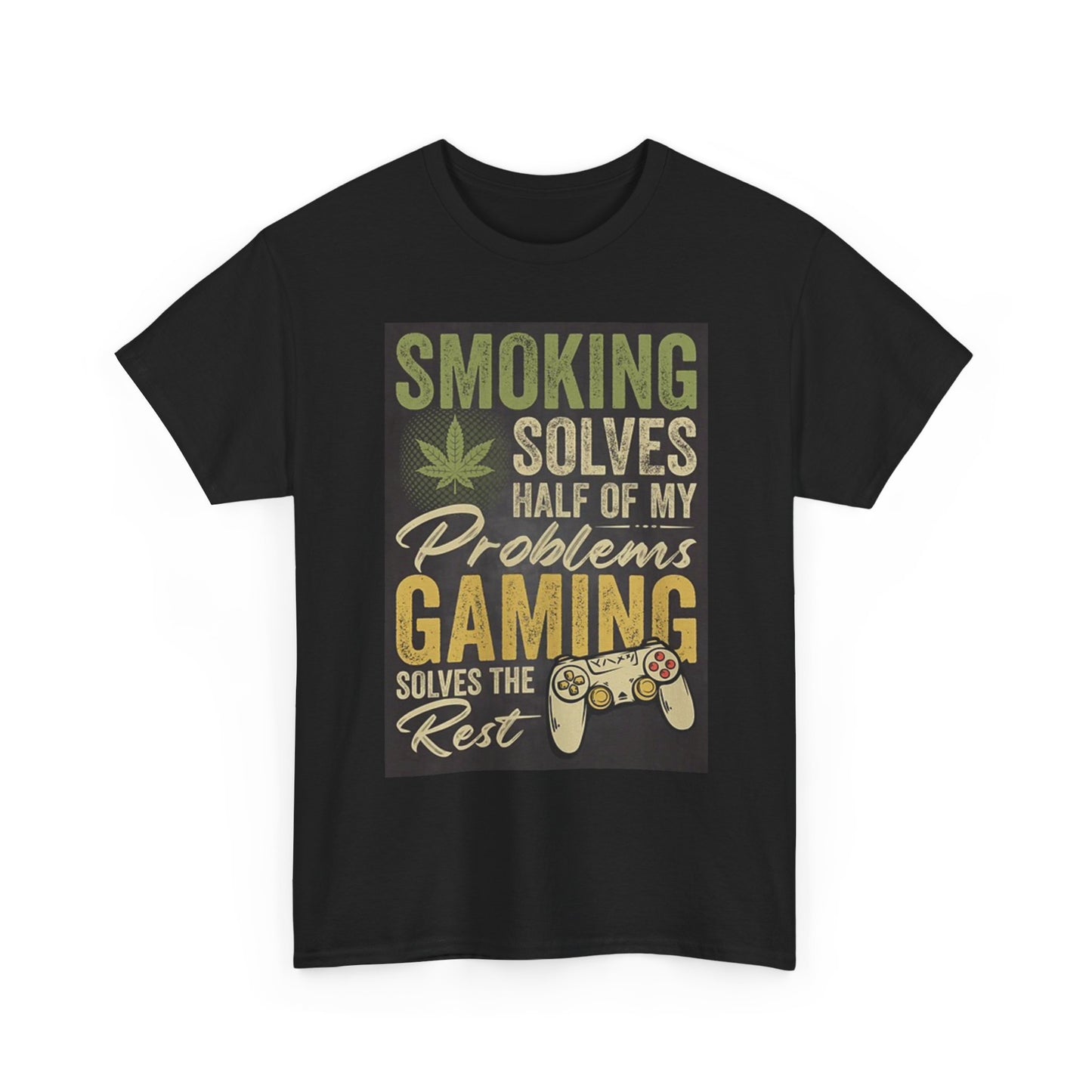 Smoking And Gaming T Shirt Funny Graphic T Unisex Heavy Cotton Tee