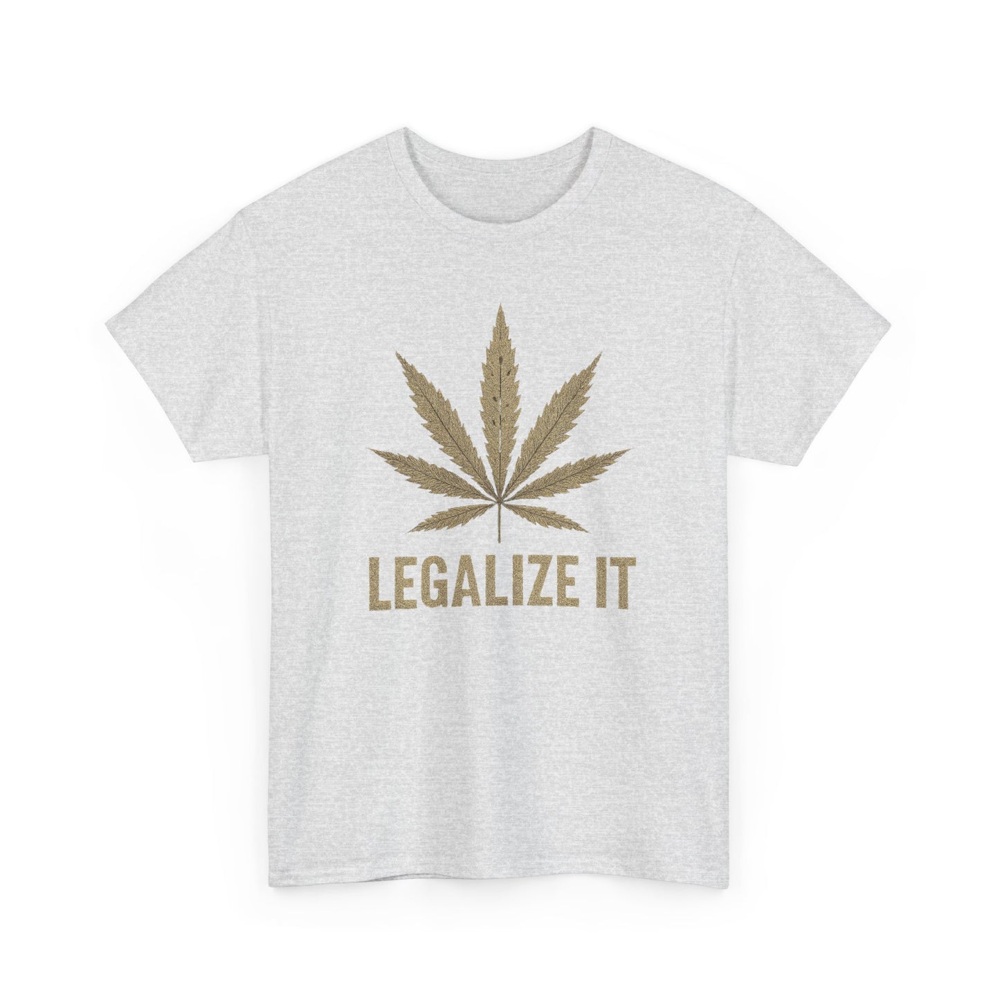 Gold Weed Leaf Graphic T Shirt Unisex Heavy Cotton Tee Gift