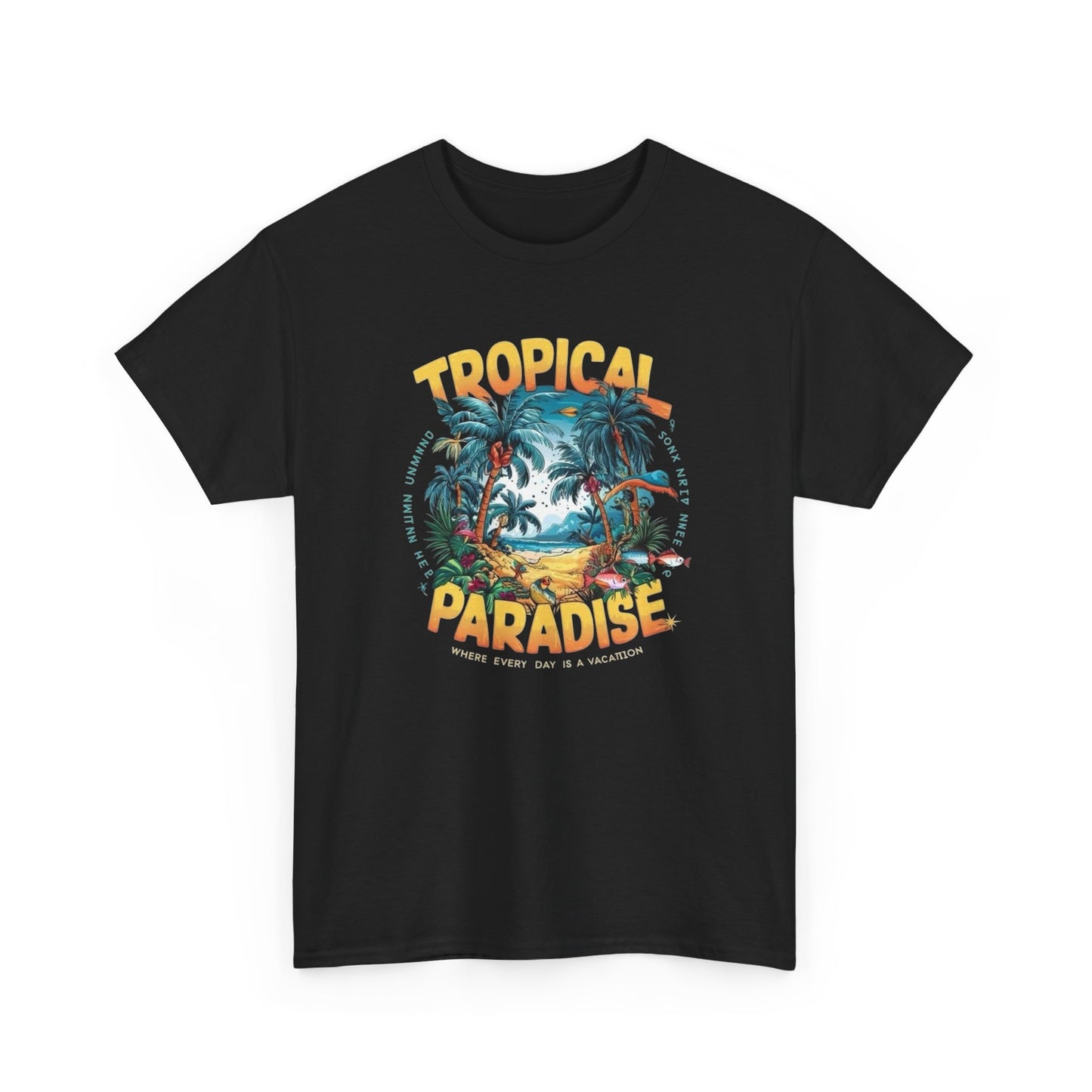 Tropical Paradise Graphic T-Shirt Unisex Heavy Cotton Tee NEW