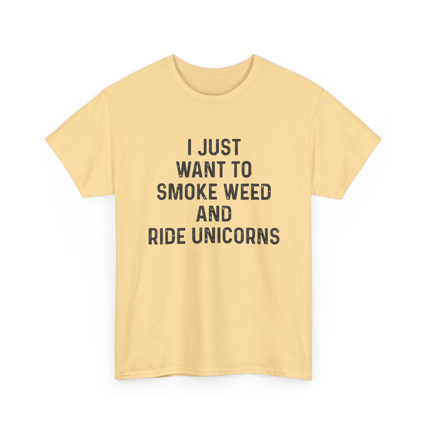 Smoke Weed And Ride Unicorns Funny T-Shirt Unisex Heavy Cotton Tee Gift New