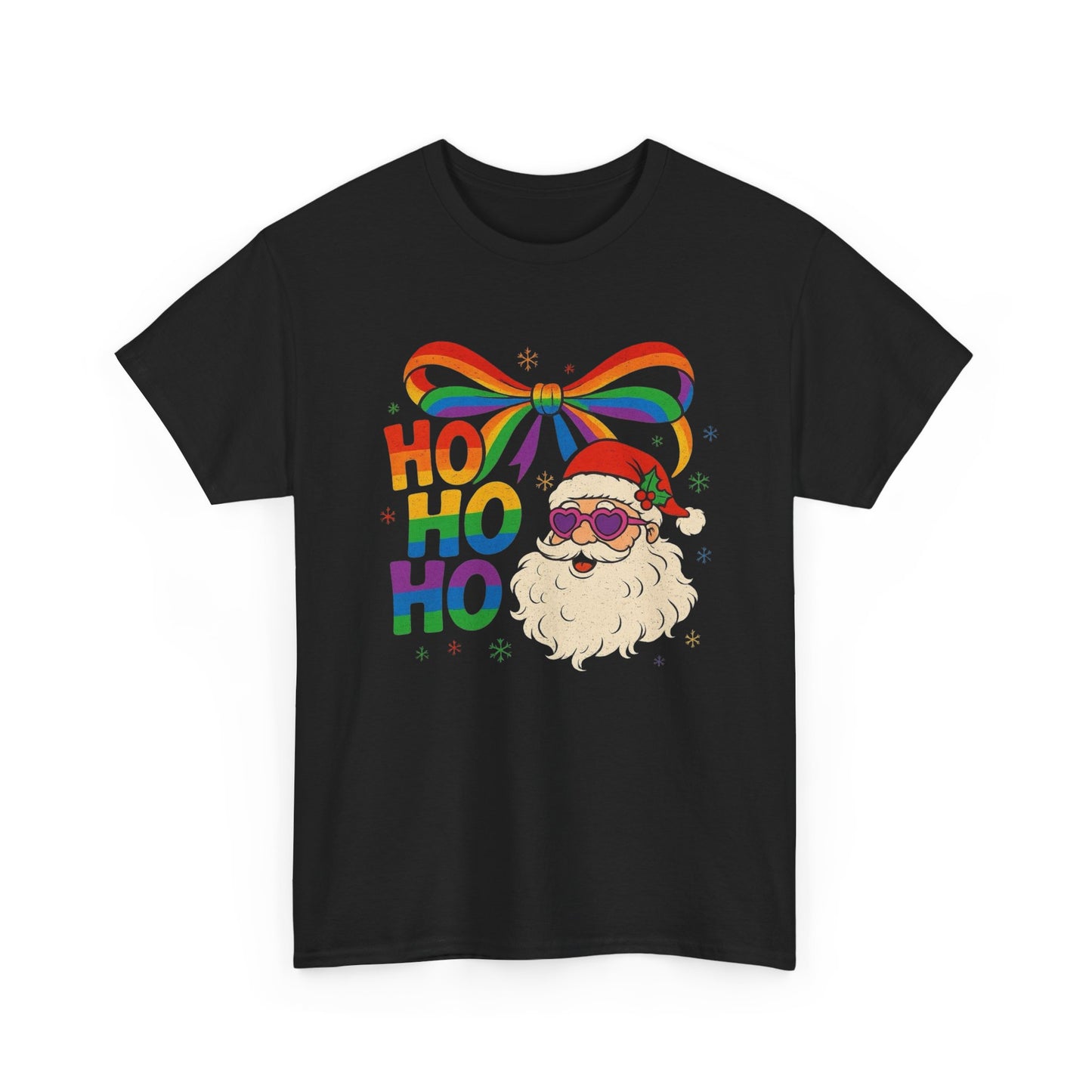 Ho Ho Ho Rainbow Santa Christmas Graphic T Shirt NEW Unisex Heavy Cotton Tee