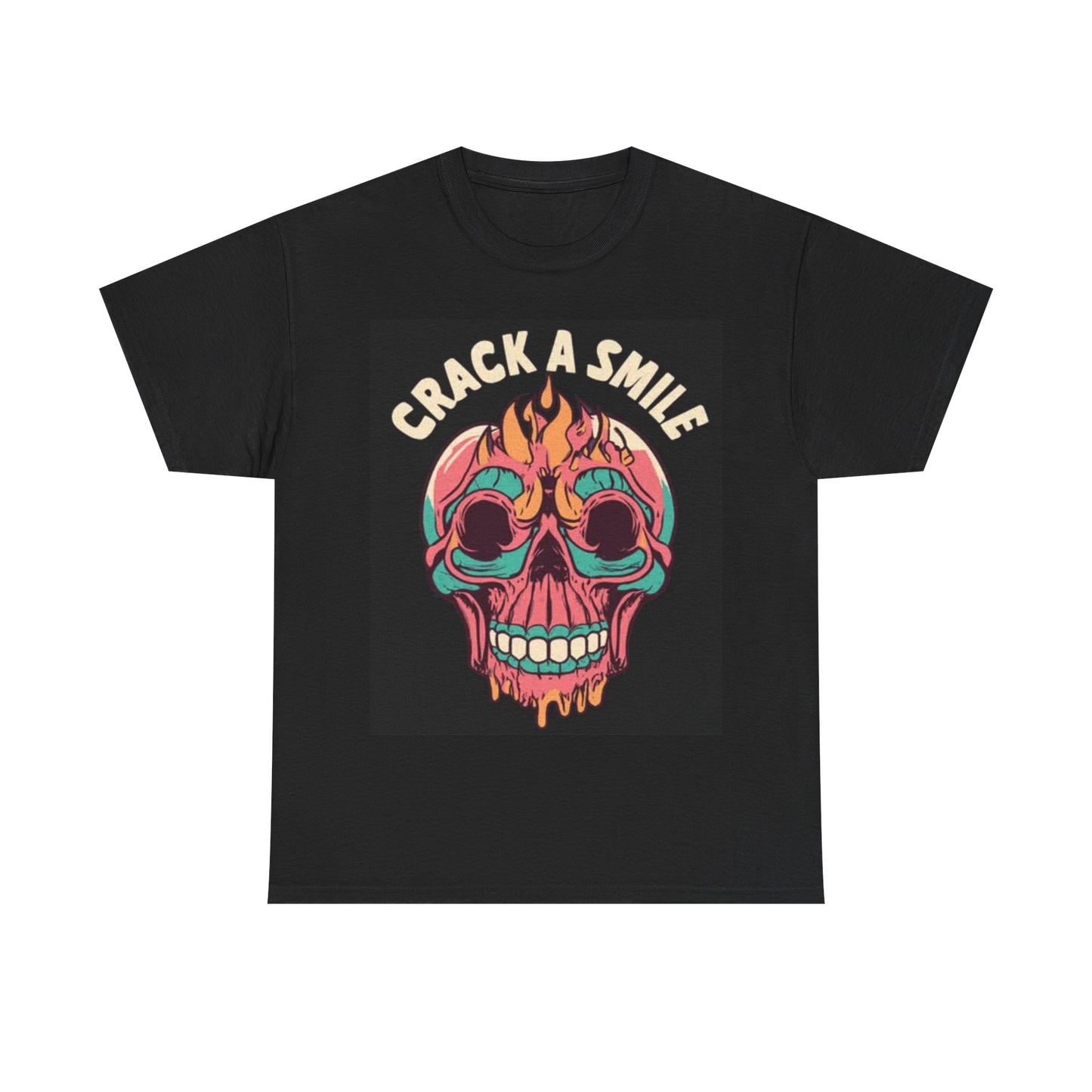 Crack A Smile trippy Death Skull Shirt Neon Colors Unisex Heavy Cotton Tee