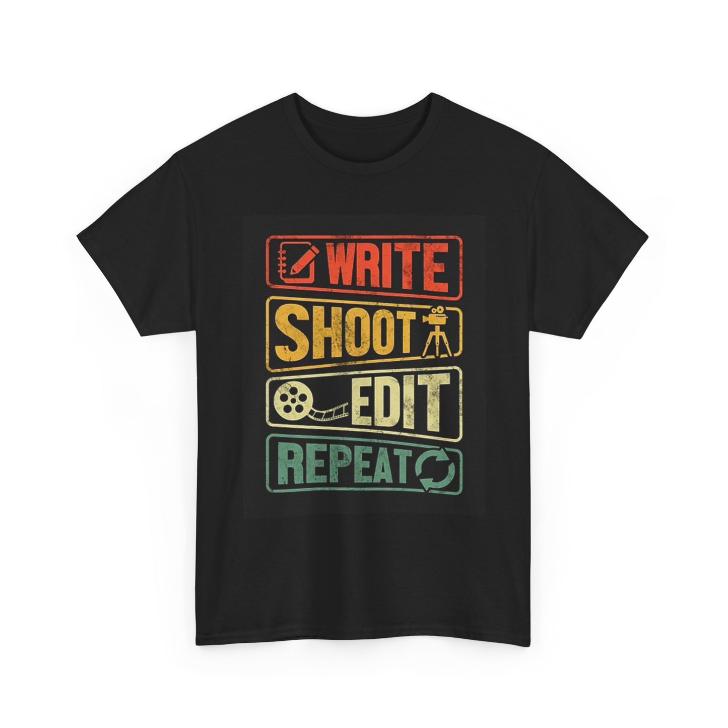 Write Shoot Edit Repeat Graphic T Shirt Unisex Heavy Cotton Tee