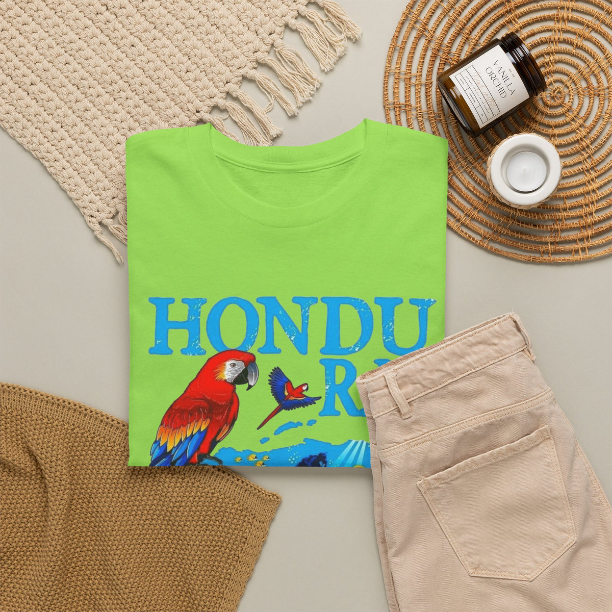 Honduras Graphic T Shirt Men's Retro Tropical Birds Heavy Cotton Tee
