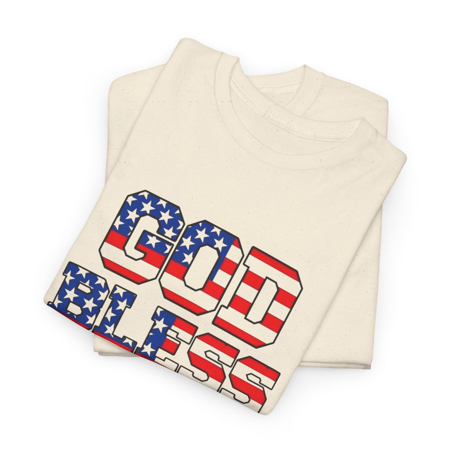 God Bless USA American Flag Graphic T Shirt Heavy Cotton Tee