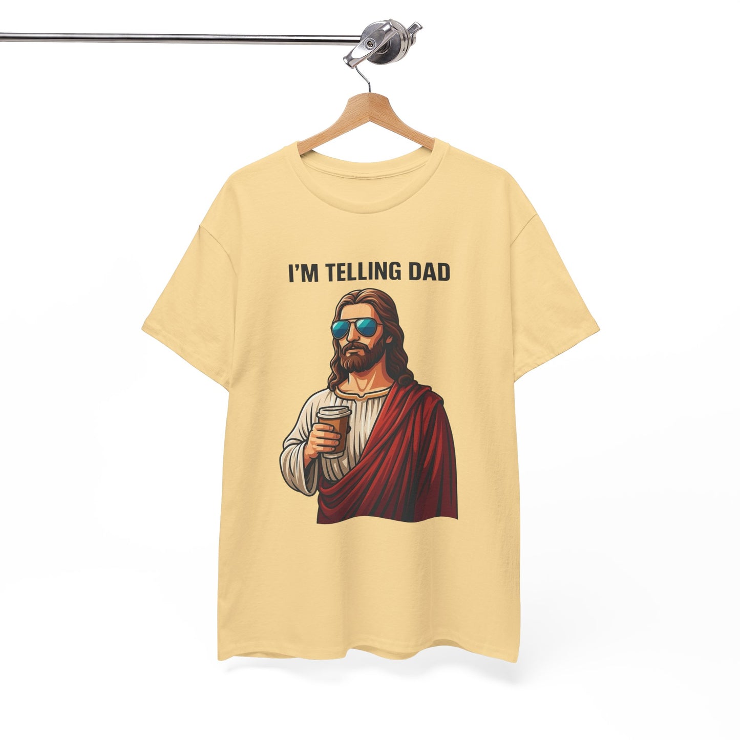 I'm Telling Dad Funny Jesus Graphic T Shirt Heavy Cotton Tee NEW ADULT UNISEX