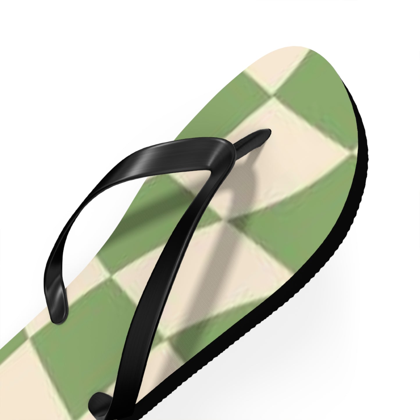 Checkered Wavy Green Sandals, Beach Shoes, Vacation Flip Flops, Pool Slides