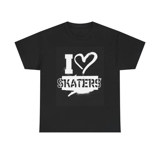 I Love Skaters Skateboarding Graphic T Shirt Unisex Heavy Cotton Tee