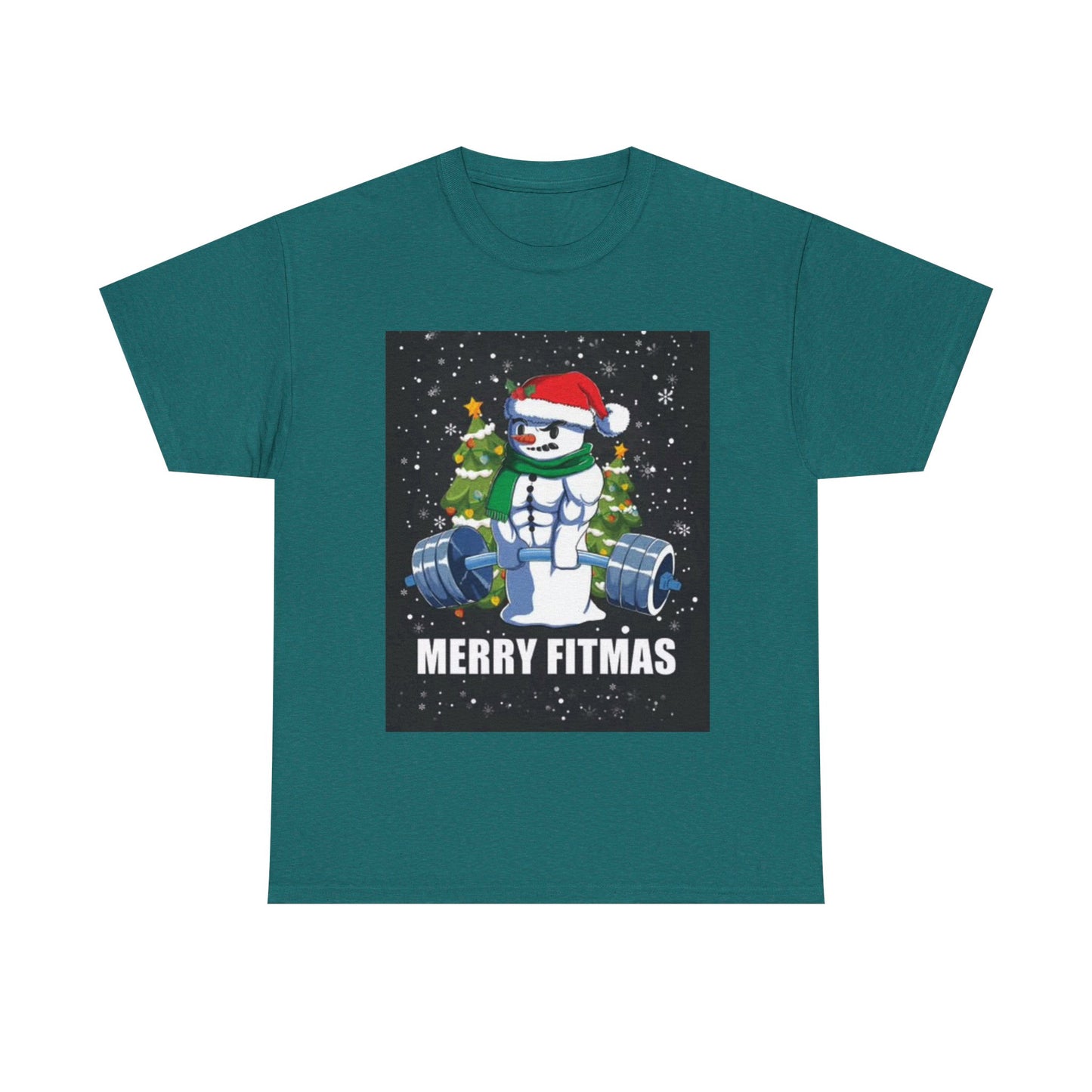 Merry Fitmas Shirt Funny Gym Snowman Christmas Gym Unisex Heavy Cotton Tee