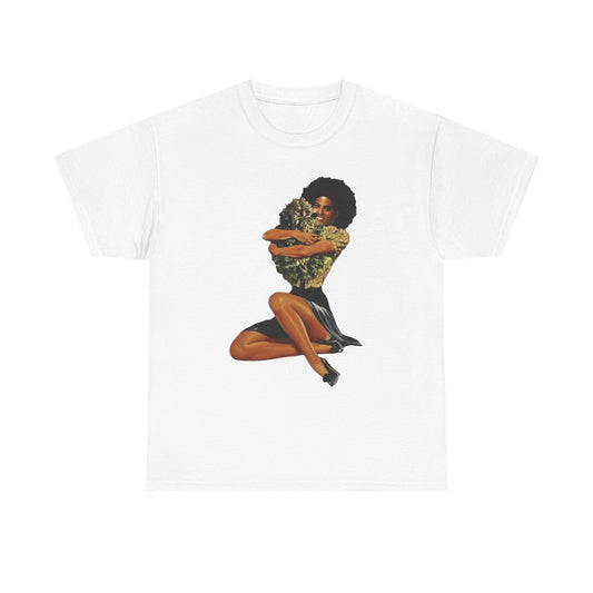 Weed Hugs Vintage Graphic T-Shirt Womens Comfy Cotton Tee NEW