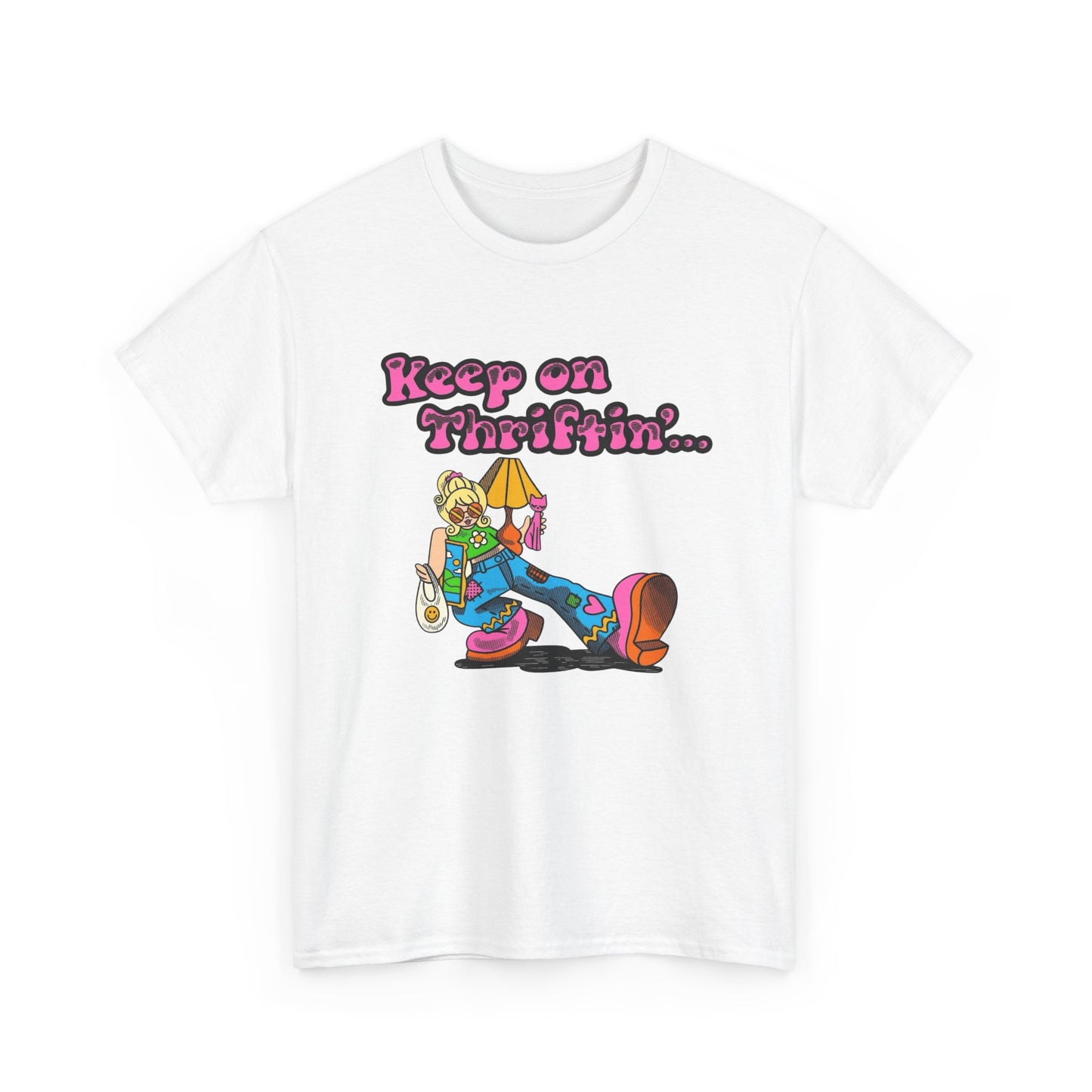 Keep On Thrifting Funny Graphic T Shirt NEW Vintage Unisex Heavy Cotton Tee