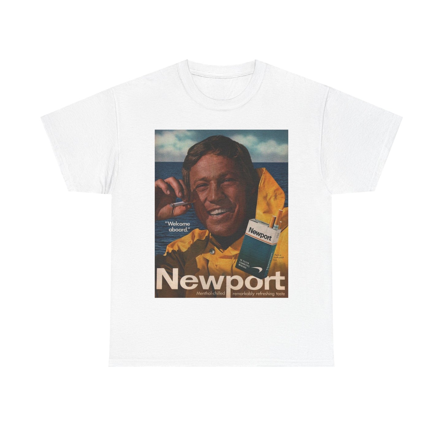 NewPort Tshirt Vintage Sailor Boat Poster AD cigarette Unisex Heavy Cotton Tee