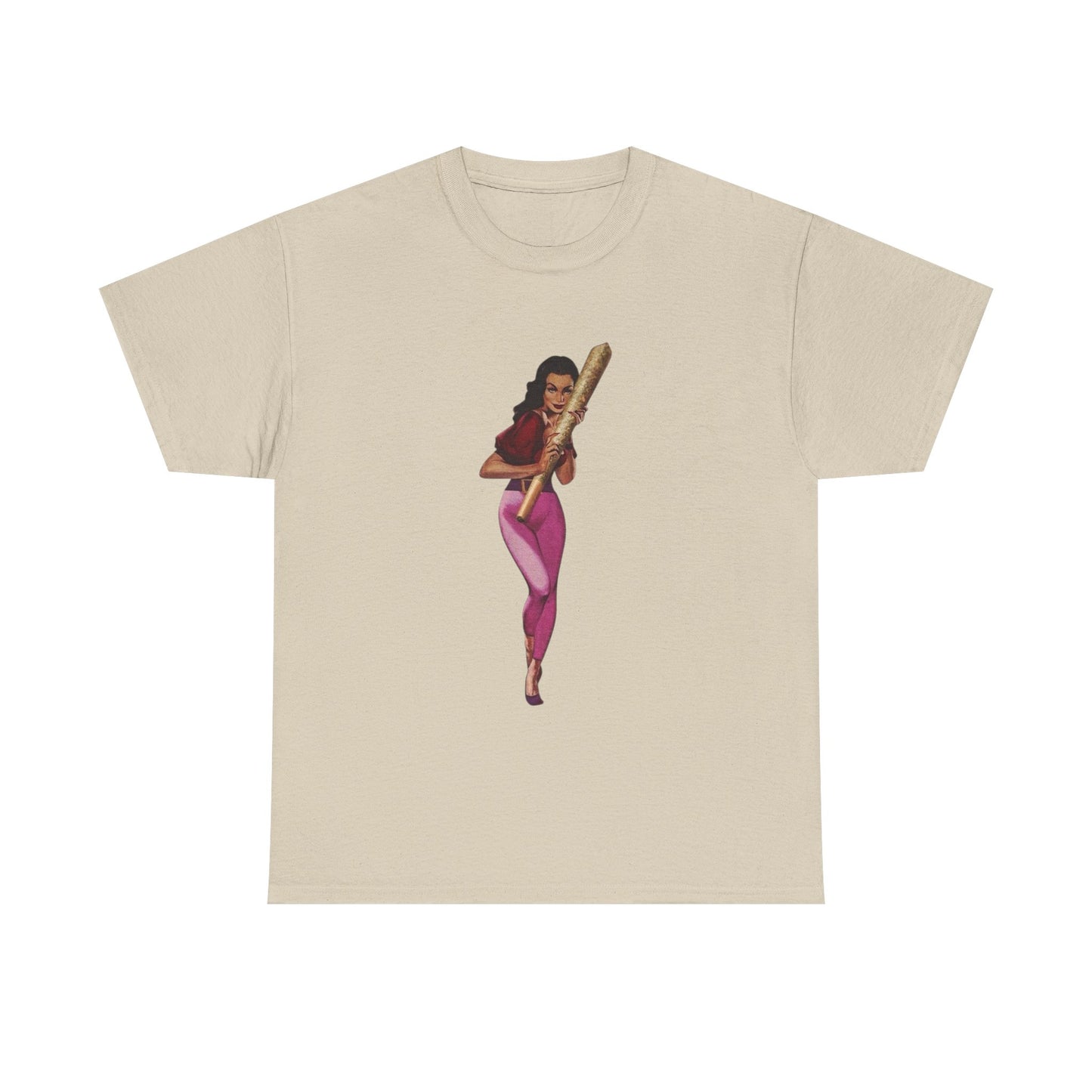 Weed Joint Hugs Vintage Pinup Graphic T-Shirt Womens Comfy Cotton Tee NEW