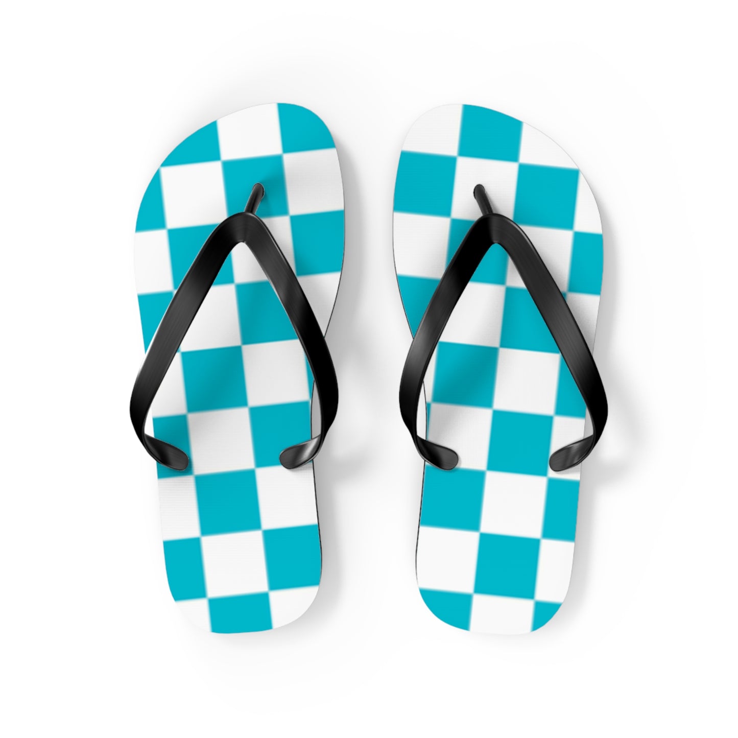 Turquoise Checkered  Sandals, Beach Shoes, Vacation Flip Flops, Pool Slides