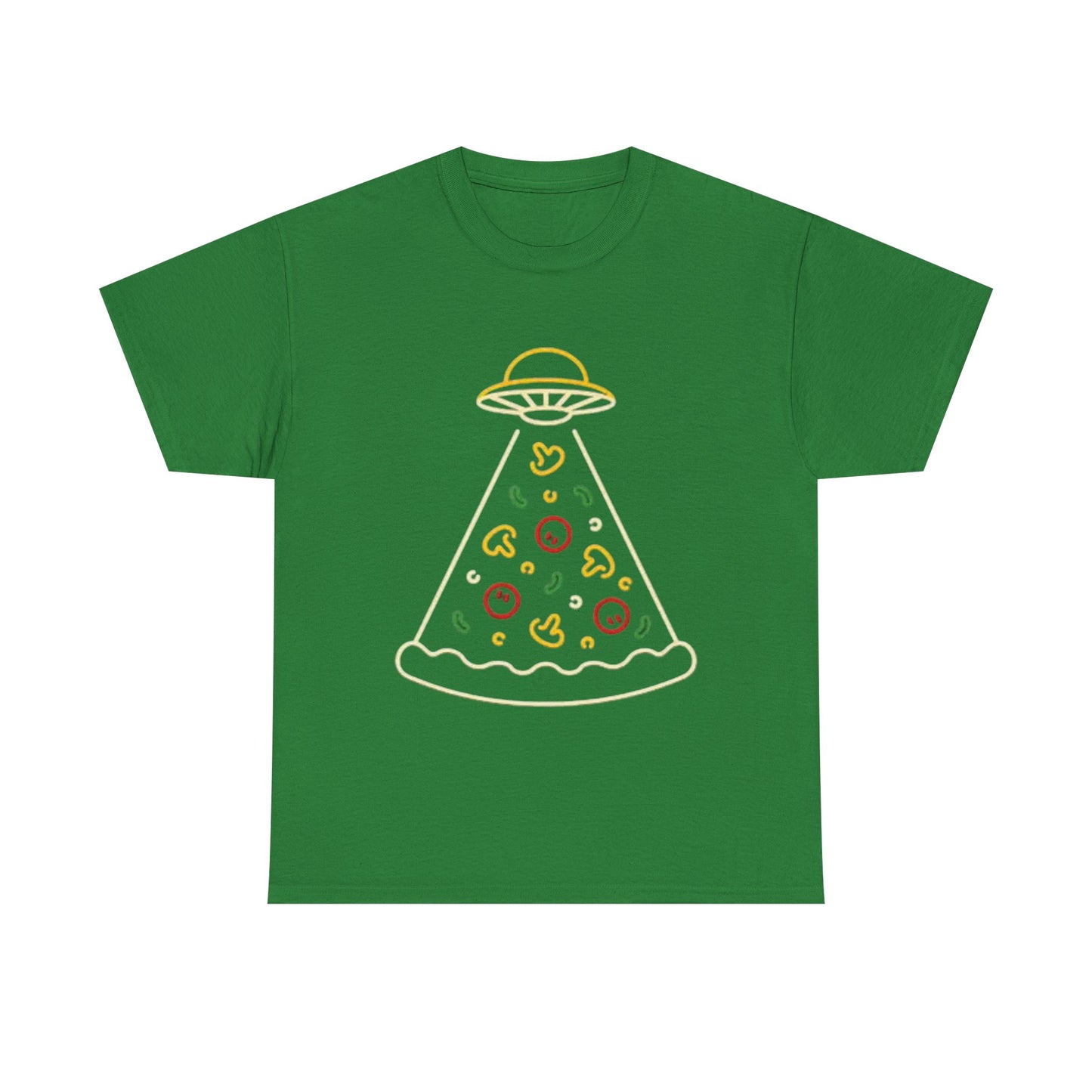 Space Pizza Shirt Funny Aliens One Bite Pizza Graphic Unisex Heavy Cotton Tee