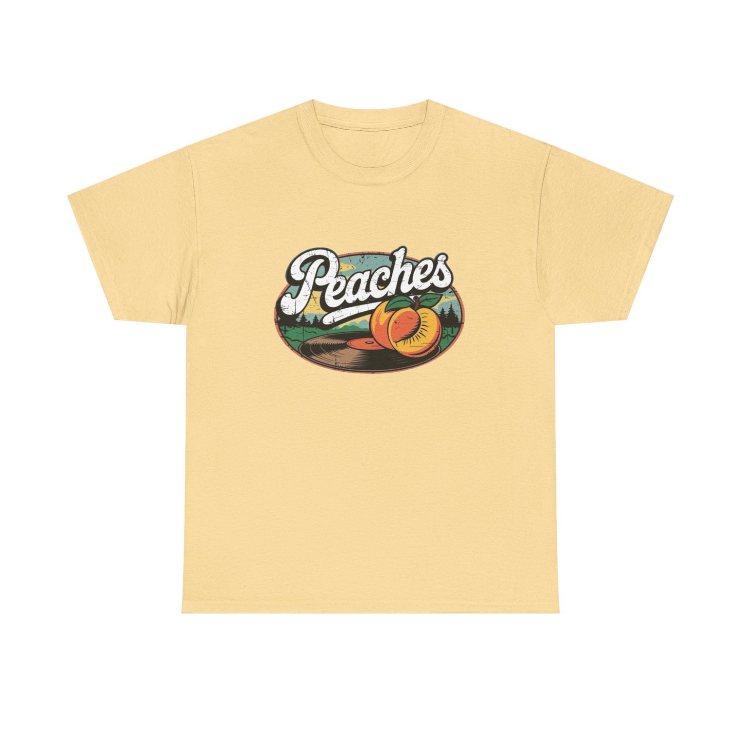 Peaches Retro Graphic T Shirt NEW Vintage Unisex Heavy Cotton Tee