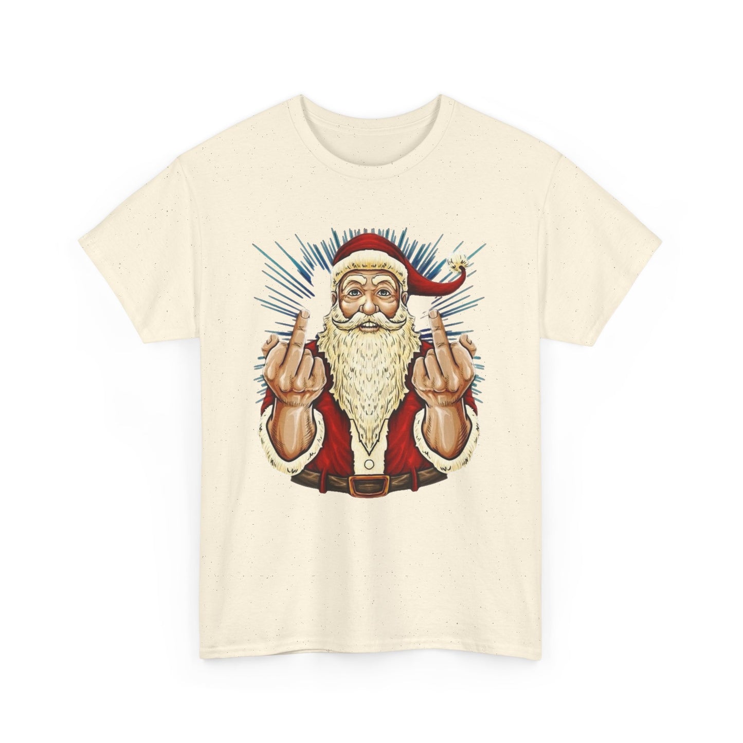 Funny Bad Santa Middle Finger Christmas Graphic T Shirt NEW ADULT