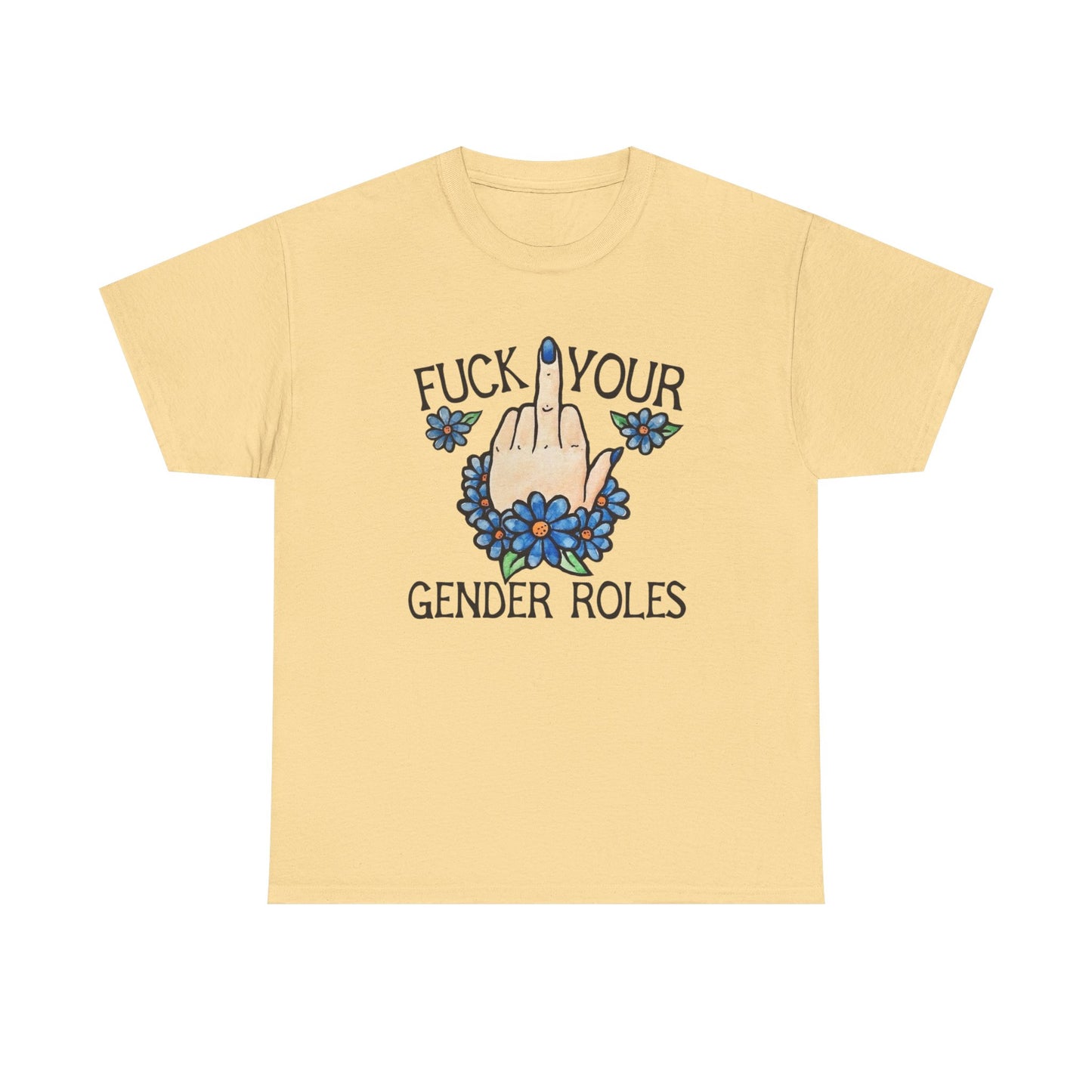 No Gender Roles Funny Liberal Graphic T Shirt Unisex Heavy Cotton Tee GIFT