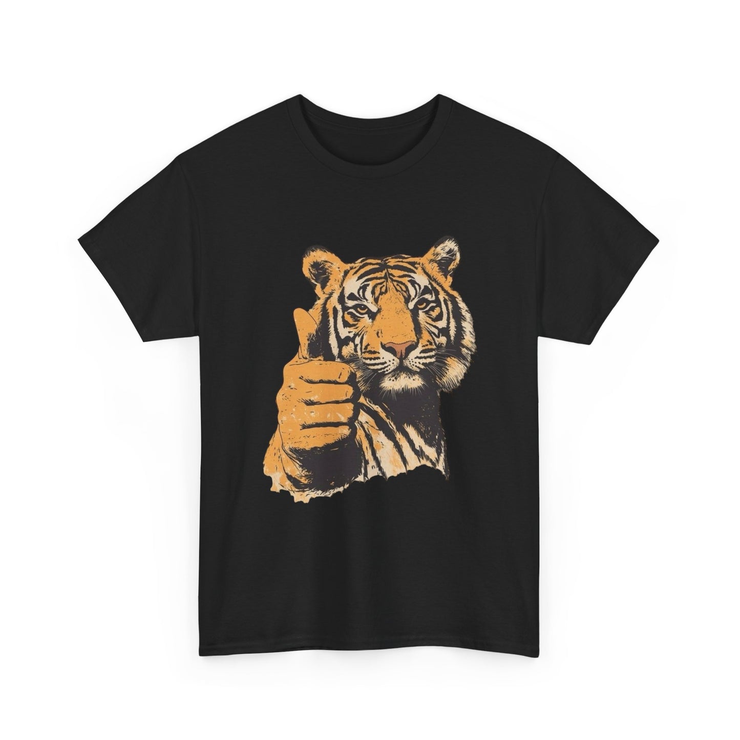 Tiger Thumbs Up Graphic T Shirt Unisex Heavy Cotton Tee