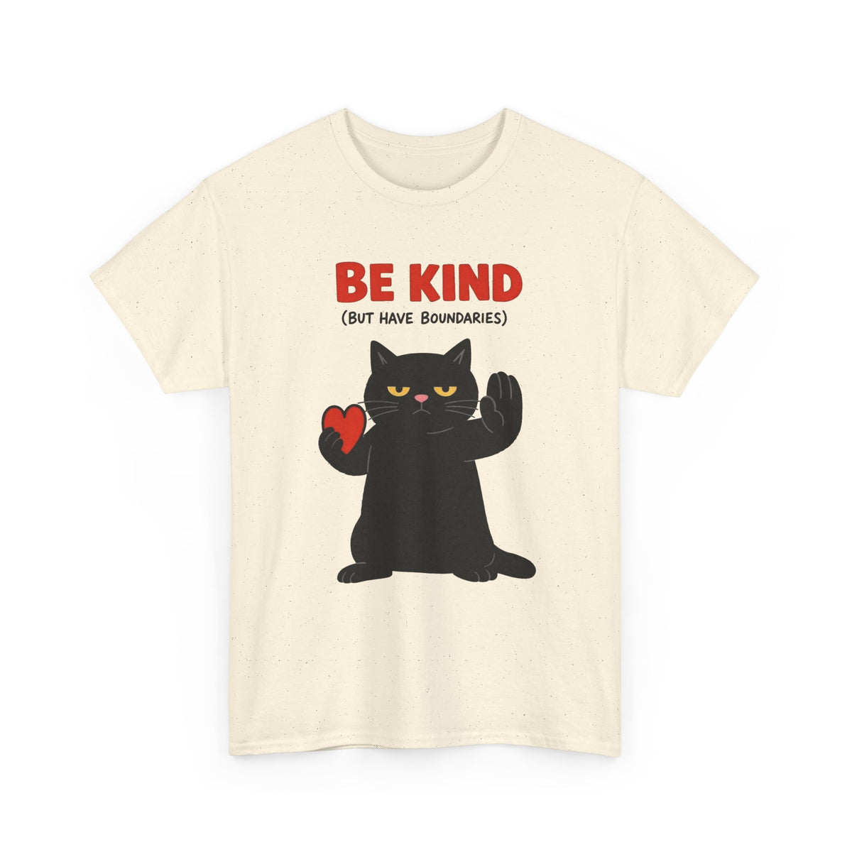 Be Kind But Have Boundaries Cat Funny Graphic T Shirt Men's Heavy Cotton Tee