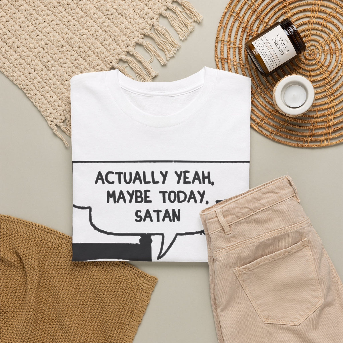 Actually Yeah Maybe Today Satan Comic Tee Men's Graphic Tee