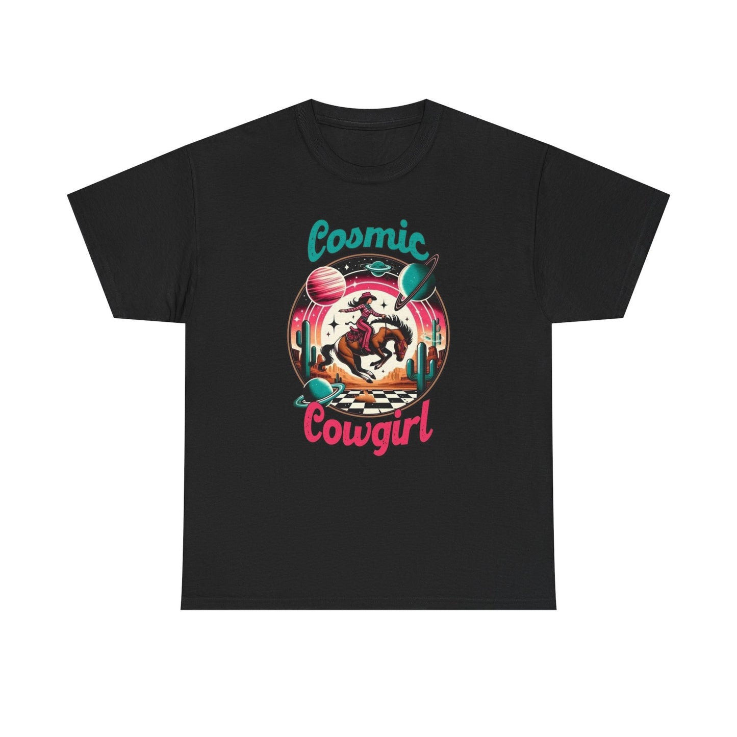 Cosmic Cowgirl Graphic T Shirt Unisex Heavy Cotton Tee