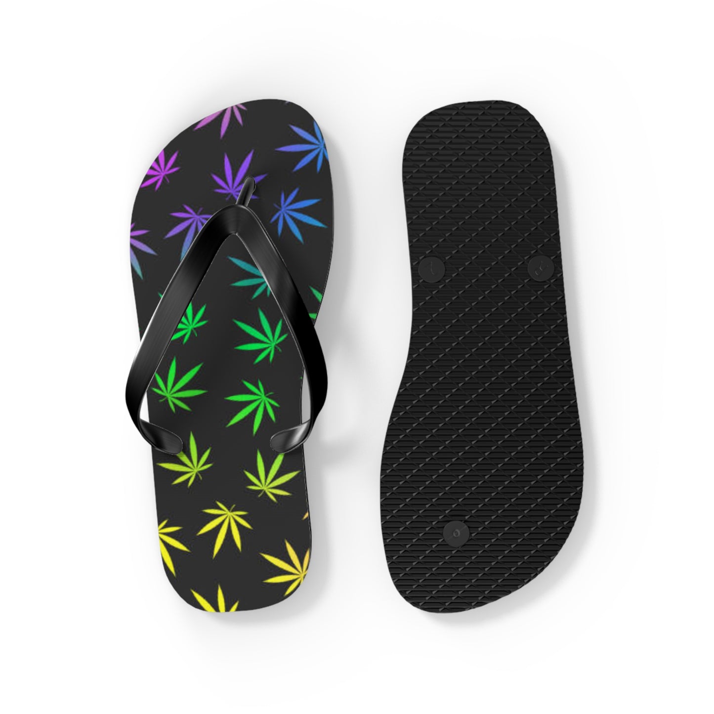 WAVES And SUN Co Sandals Pot Leaf - Flip Flops -Slides Summer Beach BRAND NEW