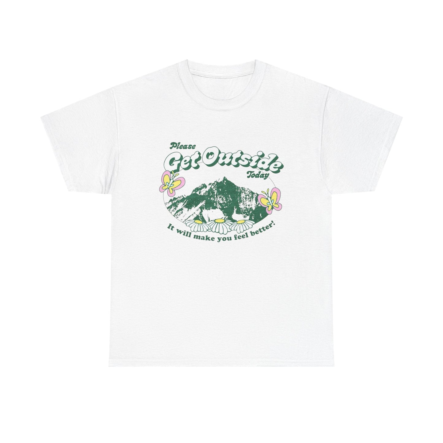 Please Get Outside Today Graphic T Shirt Unisex Heavy Cotton Tee Gift Vintage